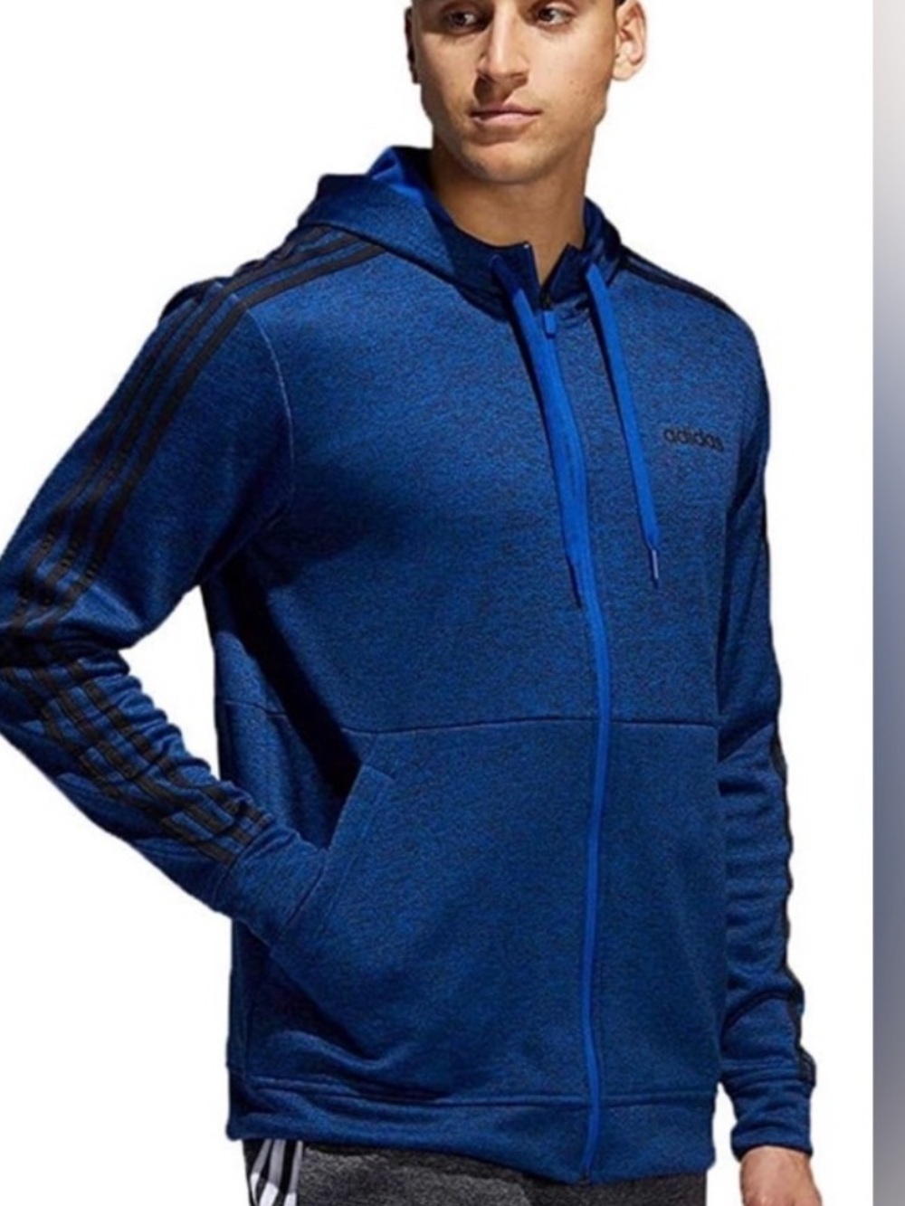 adidas Men's Deep Blue Full-Zip Hoodie Jacket